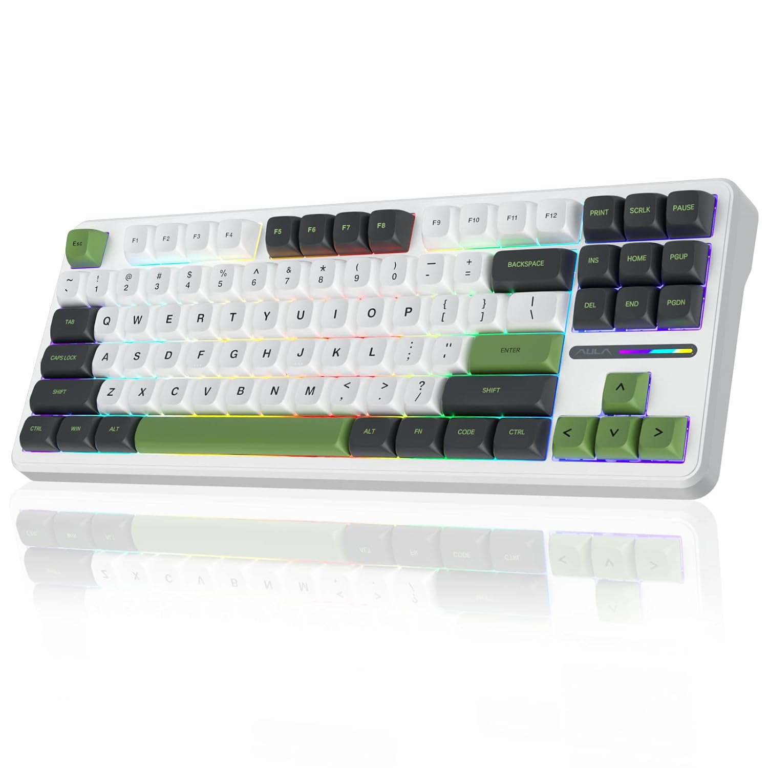 AULA F87 Mechanical Keyboard with Greywood Switch (Green White)