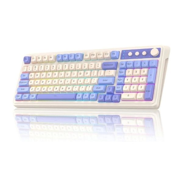 AULA S99 Membrane Tri-Mode Gaming Keyboard (Blue & White)