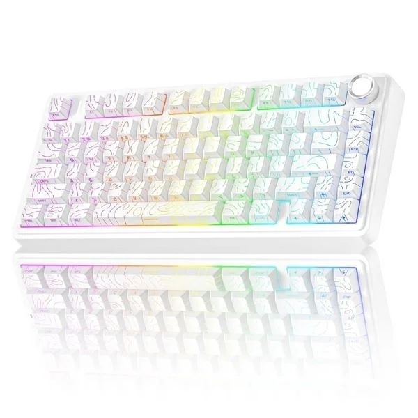 AULA F75 Side Printed Mechanical Keyboard with Star Vector Switch (White Contour)