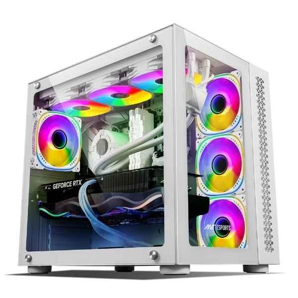 Ant Esports Crystal ARGB Cabinet (White)