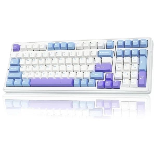 AULA F99 Mechanical Keyboard with Graywood Switch (Blue White)